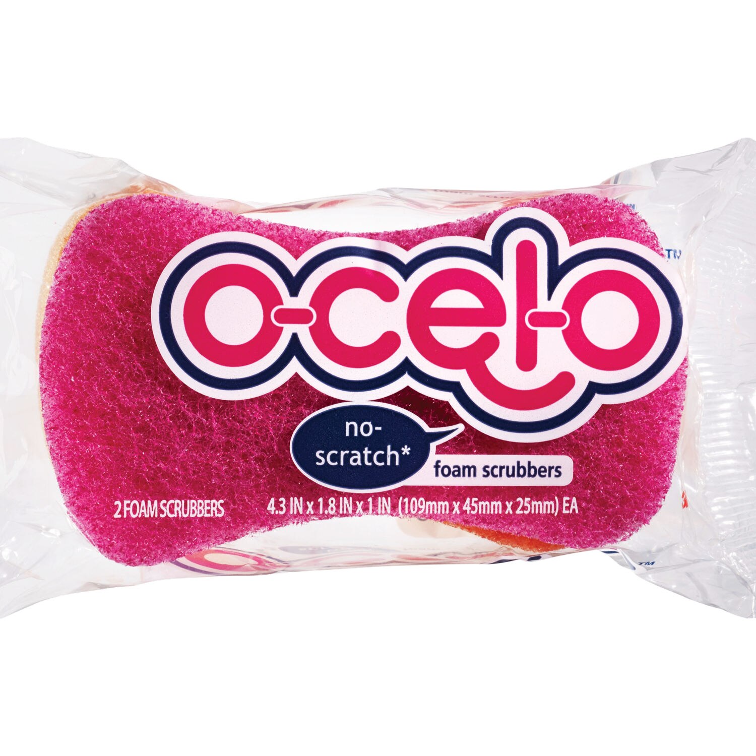 Ocelo No Scratch Foam Scrubbers, Assorted Bright Colors, 2 CT image.