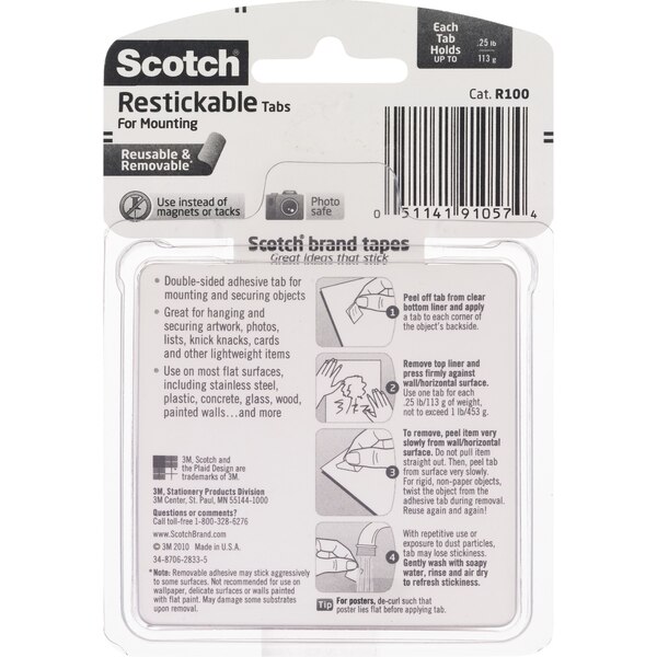 Scotch Reusable Tabs for Lightweight Mounting