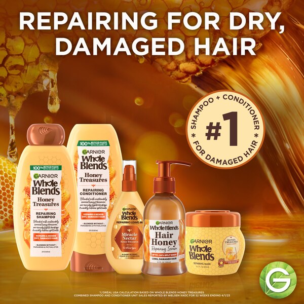 Garnier Whole Blends Repairing Conditioner Honey Treasures, For Damaged Hair, 26.6 OZ