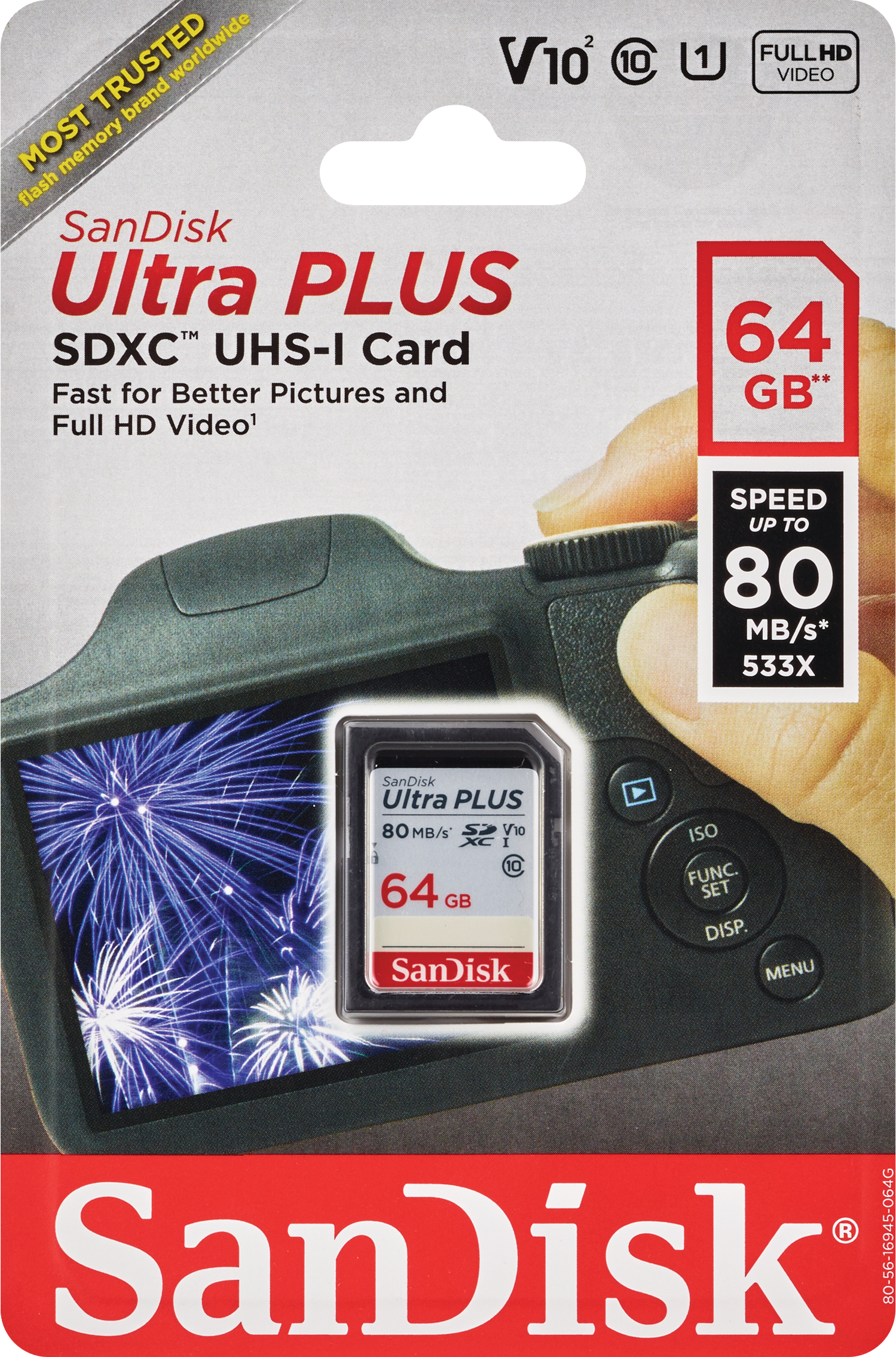 SanDisk Ultra Plus SDXC UHS-I Card, 64GB