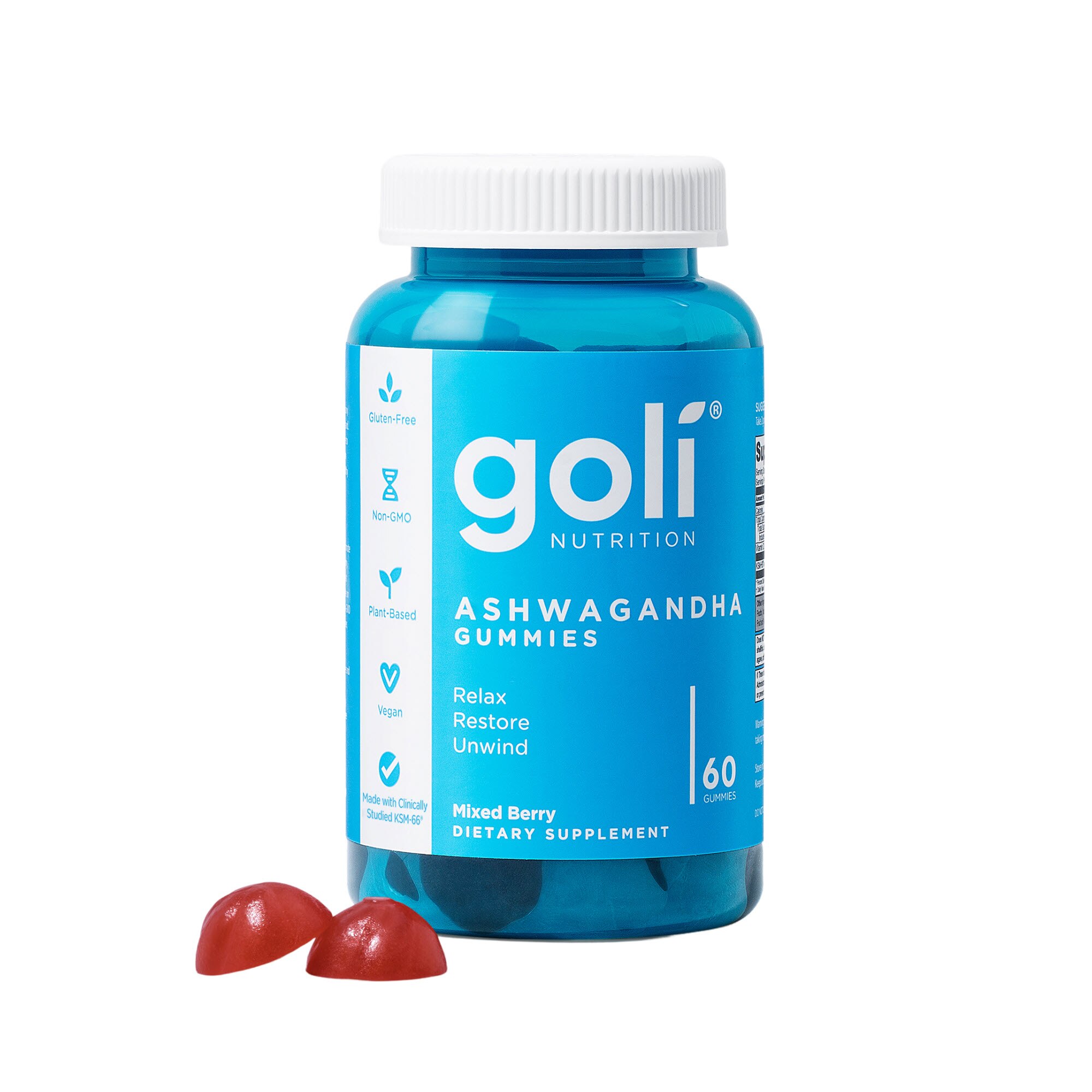 GOLI Ashwagandha Mixed Berry Gummies, 60 CT image.