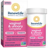 Renew Life Women's Wellness Vaginal and Urinary Complete Probiotic and Cranberry Supplement, Promotes Immune Health, Urinary Tract Health and Digestive Health – 60 Capsules, 3.5 Billion CFU, thumbnail image 1 of 4