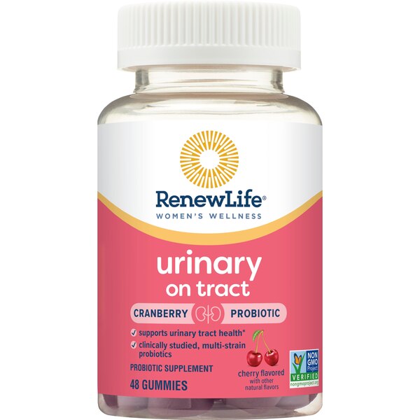 Renew Life Women's Wellness Urinary on Tract Probiotic Supplement with Cranberry, Promotes Immune Health, Urinary Tract Health and Digestive Health, 48 Probiotic Gummies, 2 Billion CFU