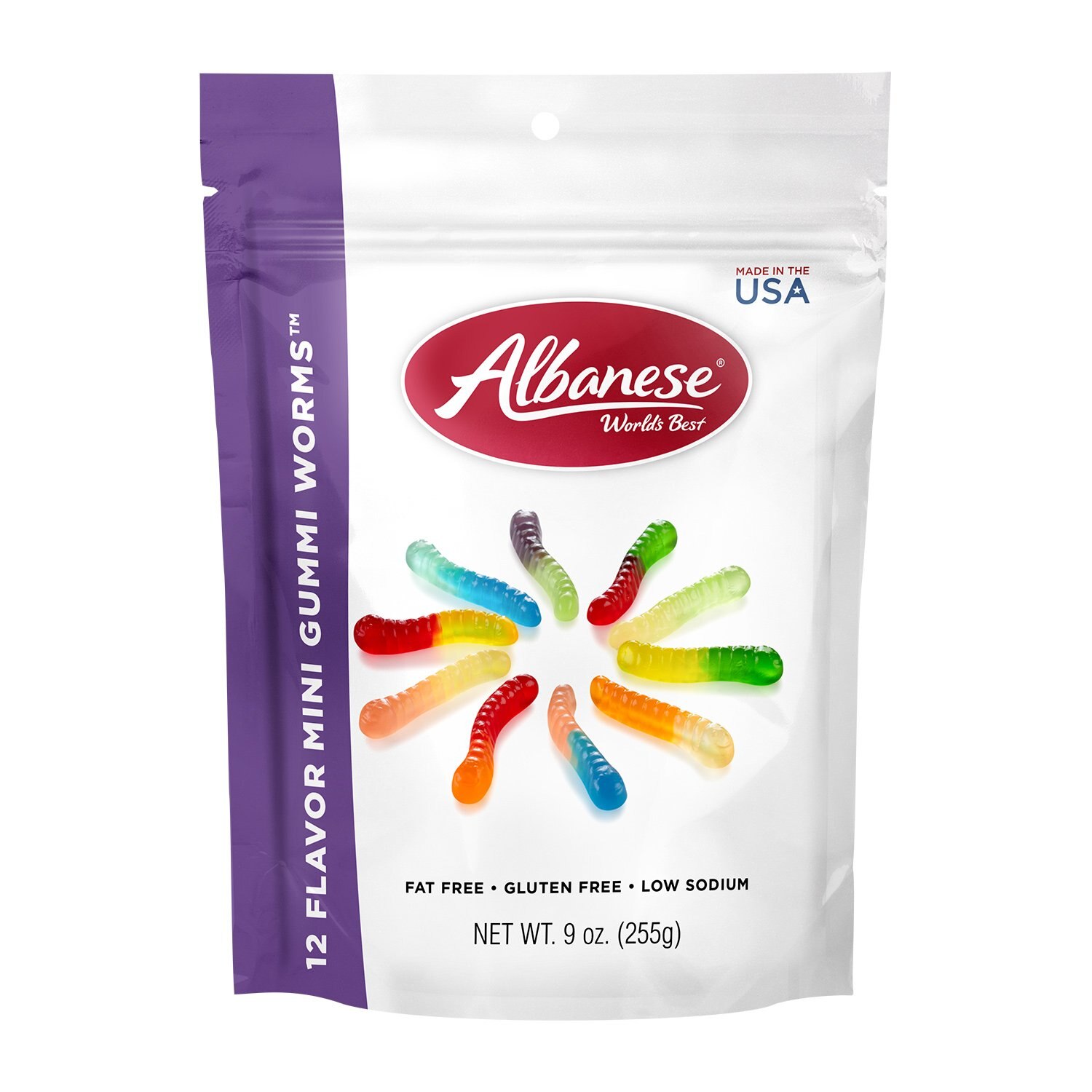 Albanese 12 Flavor Mini Gummi Worms, 9 oz image.