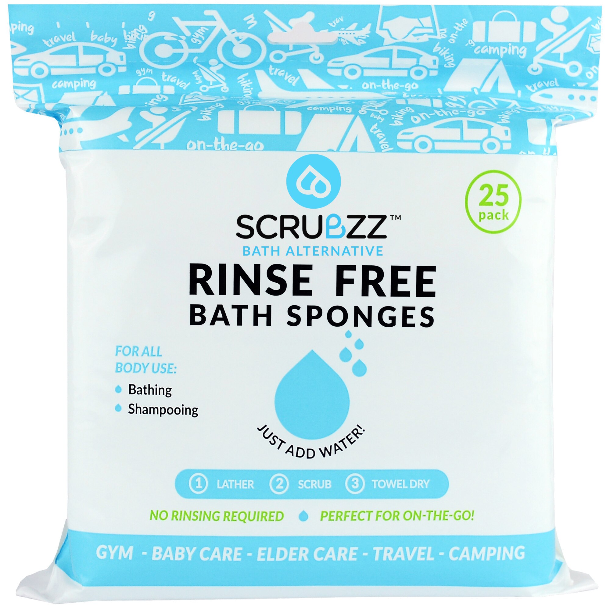 Scrubzz Rinse Free Bath Sponges image.