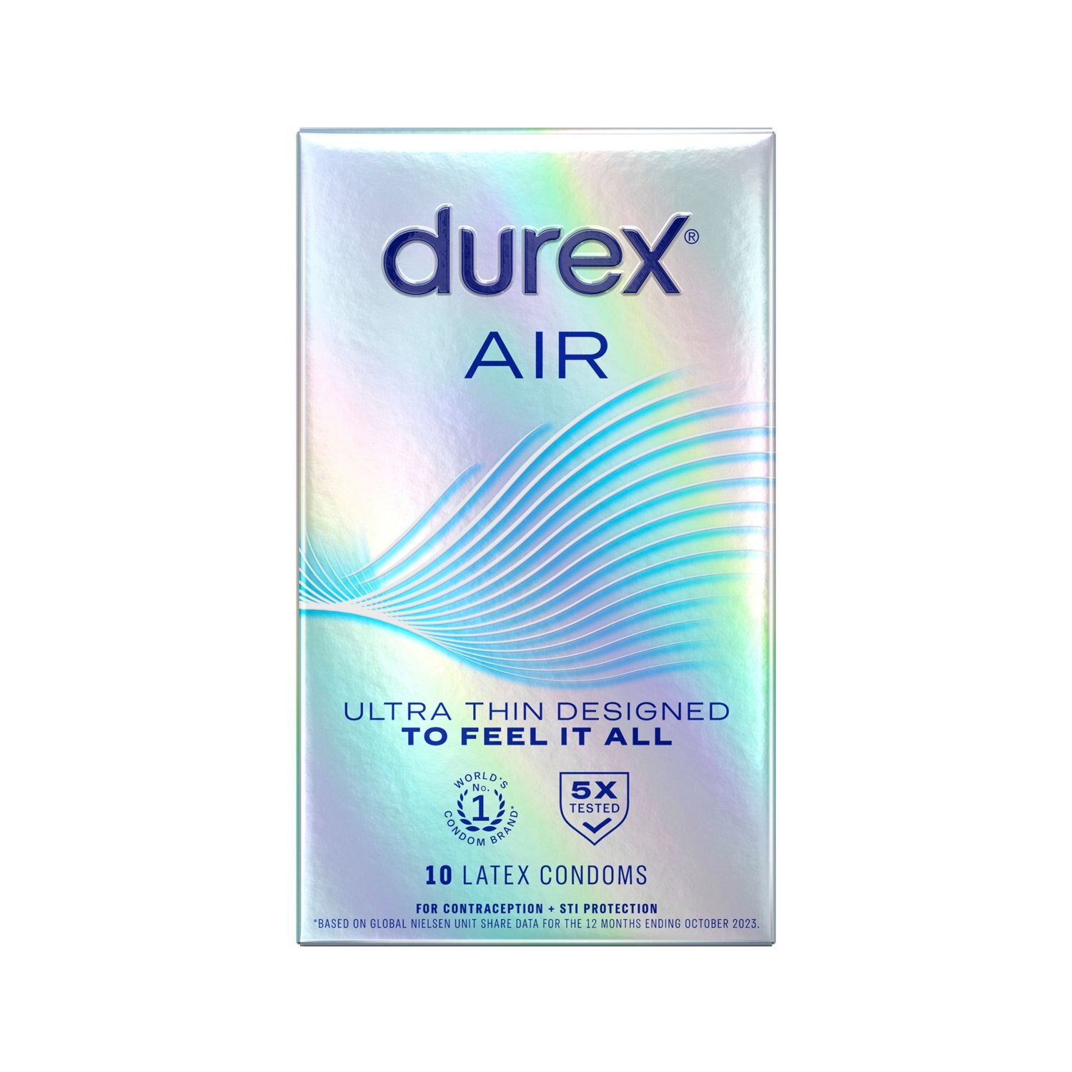 Durex Air Condoms, Extra Thin, Transparent Natural Rubber Latex Condoms image.