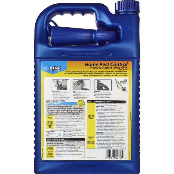Bayer Advanced Home Pest Control Indoor & Outdoor Insect Killer, 1 Gallon