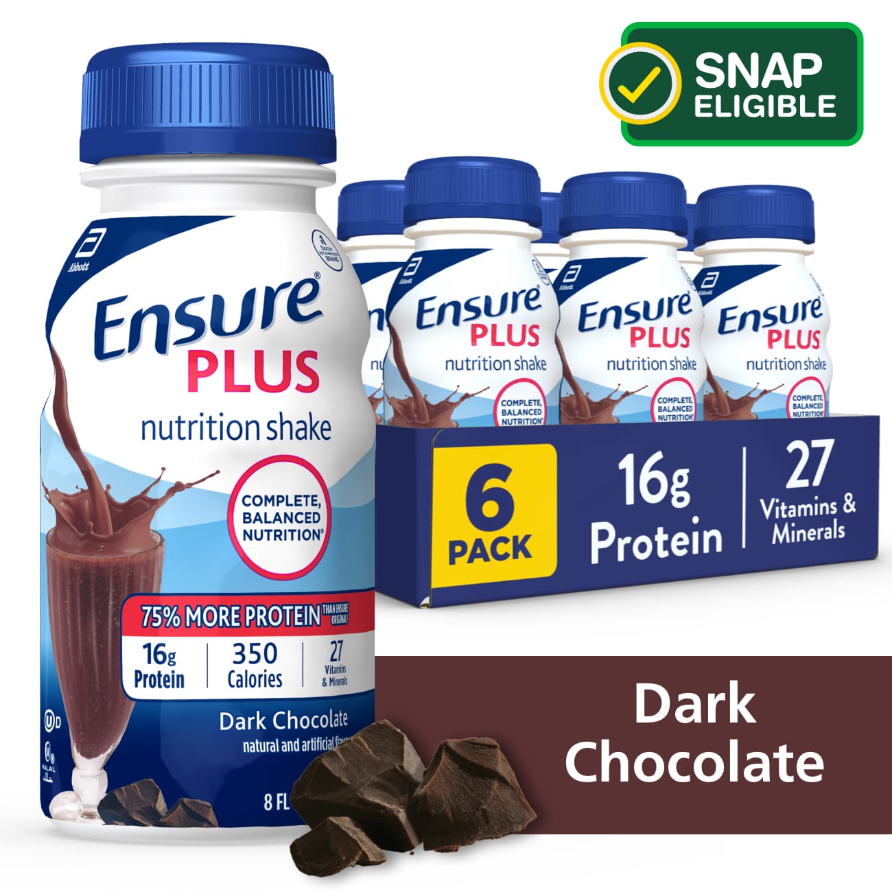 Ensure Plus Nutrition Shake Ready-to-Drink 8 fl oz, 6CT image.