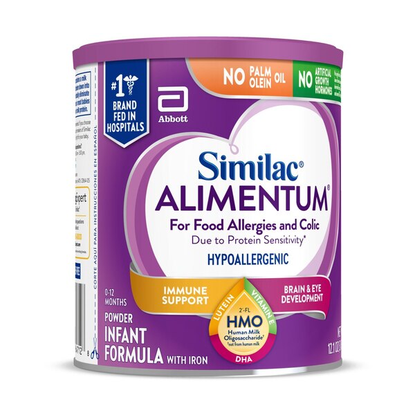 Similac Alimentum with 2'-FL HMO Hypoallergenic Infant Formula, Suitable for Lactose Sensitivity, Baby Formula Powder, 12.1-oz Can