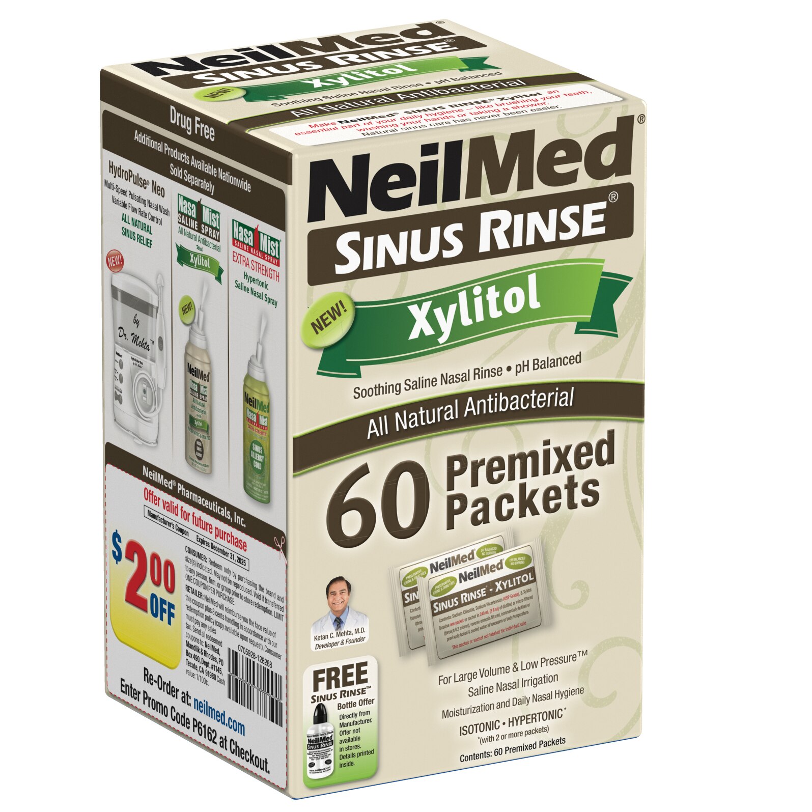 NeilMed Sinus Rinse Xylitol Refill Packets, 60CT image.