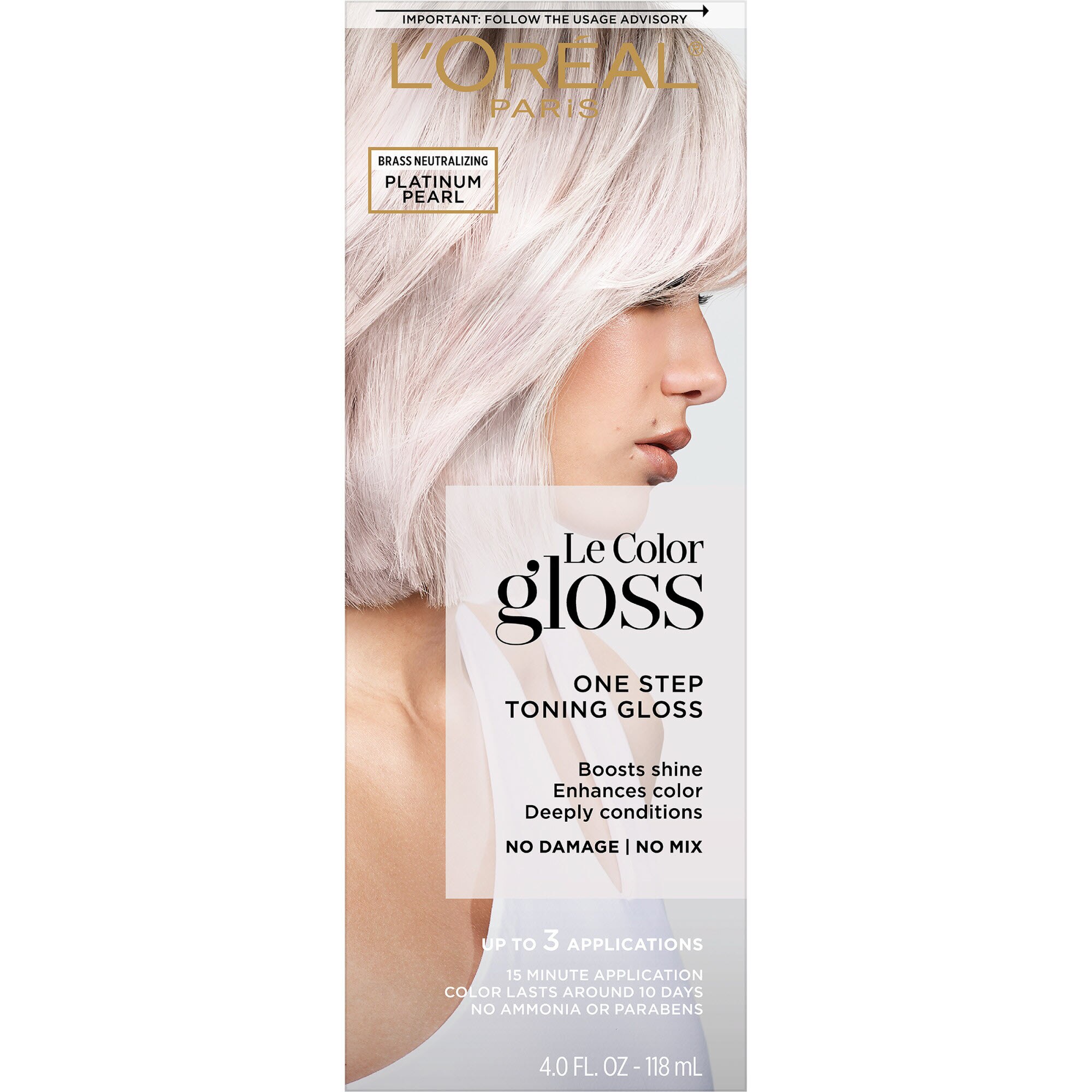 L'Oreal Paris Le Color Gloss One Step In-Shower Toning Gloss, Platinum Pearl