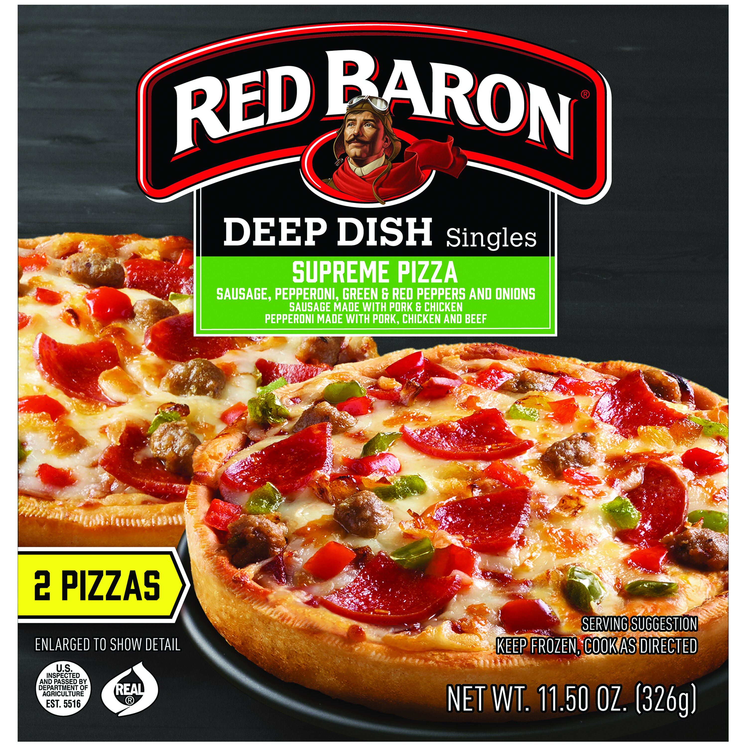 Red Baron Deep Dish Singles Pizza, 2 CT image.