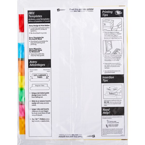 Avery Big Tab Insertable Dividers