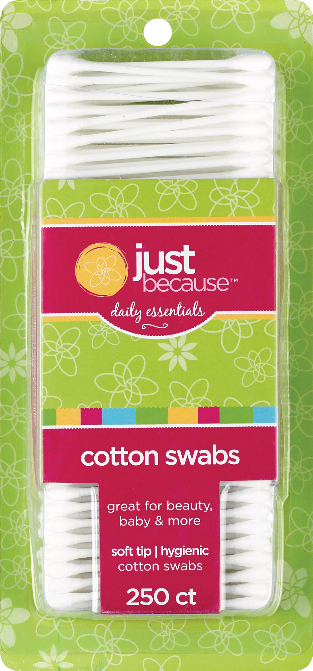 Just Because Daily Essentials Cotton Swabs, 250CT