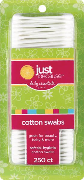 Just Because Daily Essentials Cotton Swabs, 250CT