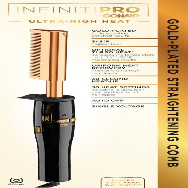 Conair InfinitiPRO Ultra-High Heat Gold-Plated Straightening Comb