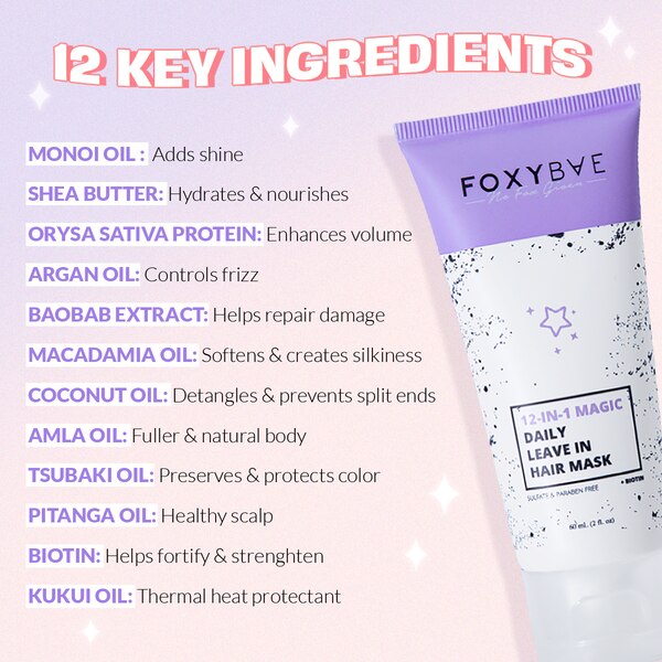 Foxybae 12-in-1 Magic Daily Leave-in Trial Size Hair Mask, 2 OZ