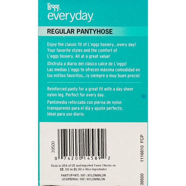 L'eggs Everyday Regular Sheer Toe Pantyhose Size B Nude