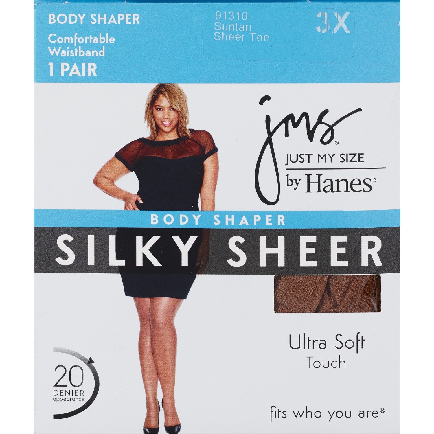 Just My Size Shaper Pantyhose Sheer Toe Size 3X Suntan