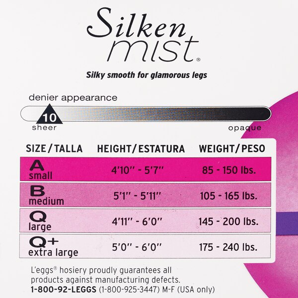 L'eggs Silken Mist Ultra Sheer Leg with Control Top, 2 CT, Size Q+