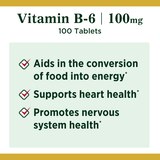 Nature's Bounty Vitamin B-6 Tablets, 100 Mg, 100 CT, thumbnail image 3 of 6