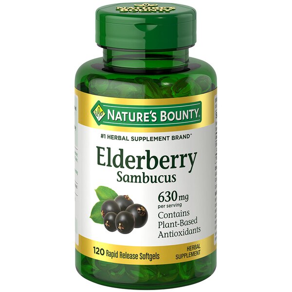 Nature's Bounty Elderberry Sambucus 630mg Softgels, 120 CT