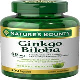 Nature's Bounty Ginkgo Biloba Capsules 60mg, 200CT, thumbnail image 1 of 1