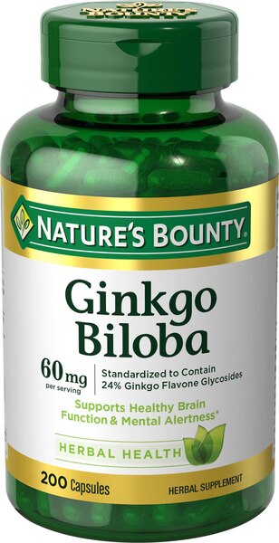 Nature's Bounty Ginkgo Biloba Capsules 60mg, 200 CT