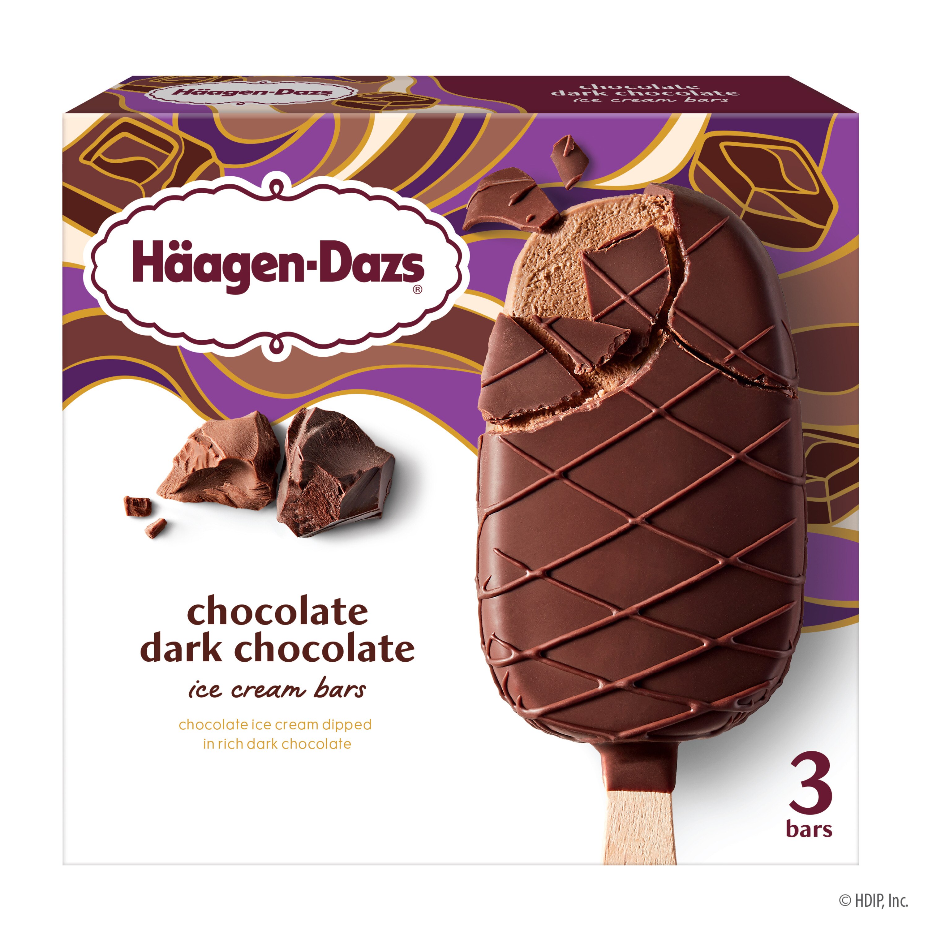 Haagen-Dazs Chocolate Dark Chocolate Ice Cream Bars, 3ct image.