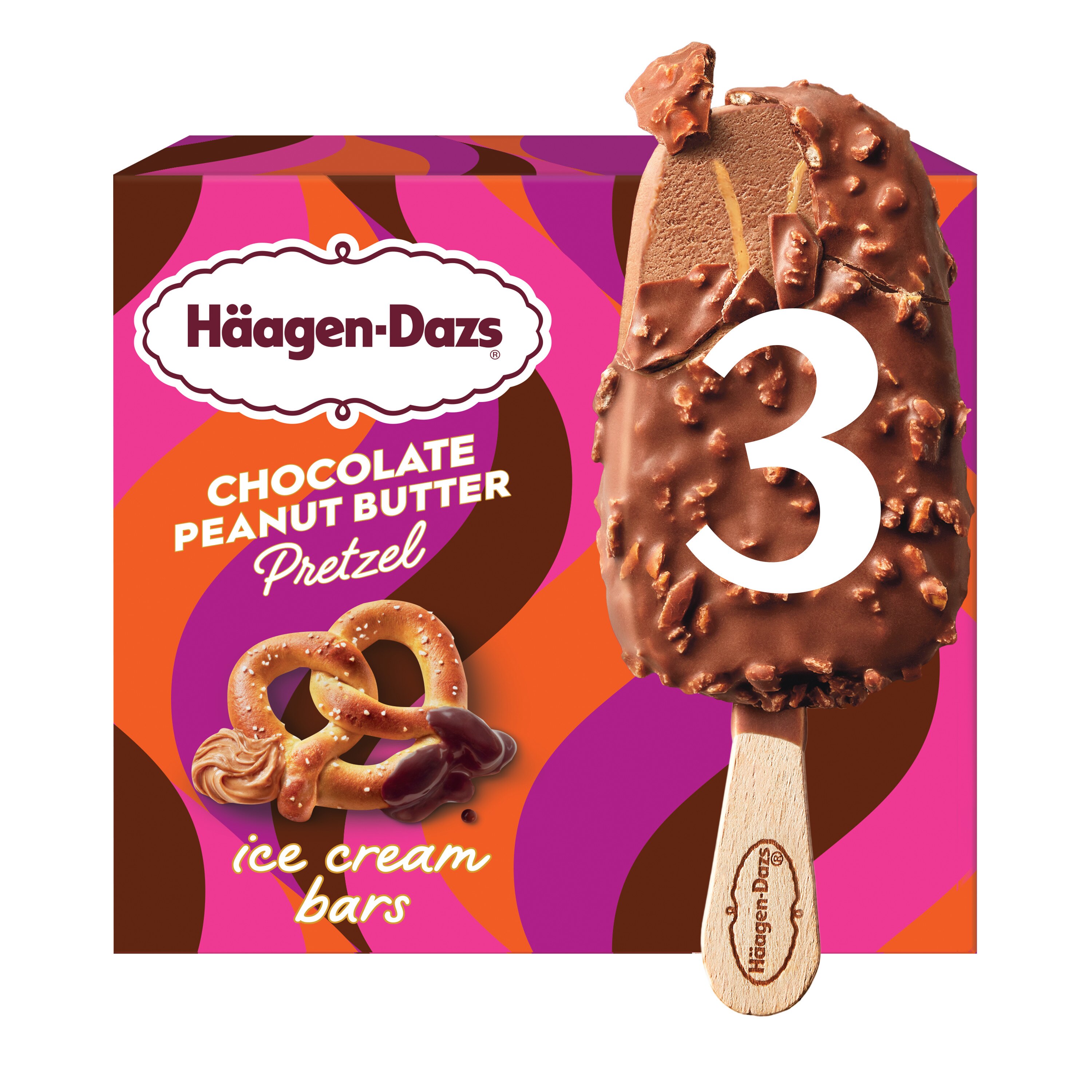 Chocolate Peanut Butter Pretzel Ice Cream Bars image.