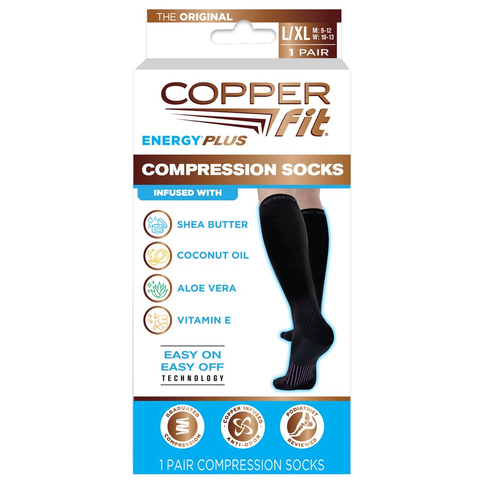 Copper Fit Energy Plus Compression Infused Hydrating Socks image.