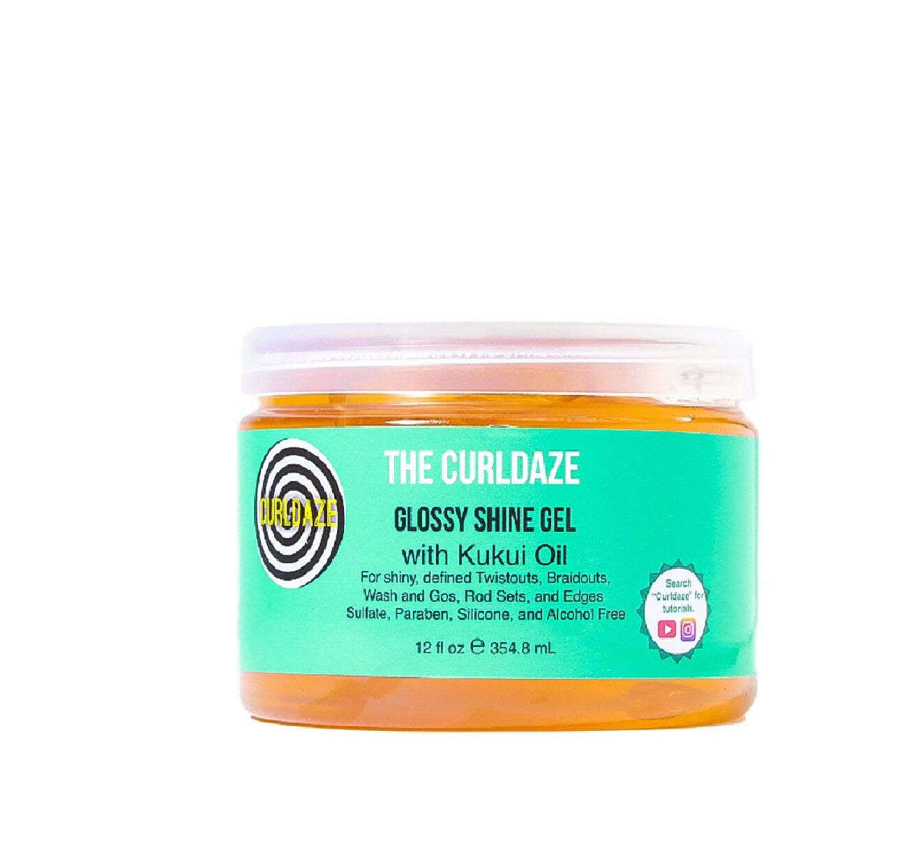 Curldaze Glossy Shine Gel with Kukui Oil, 12 OZ image.