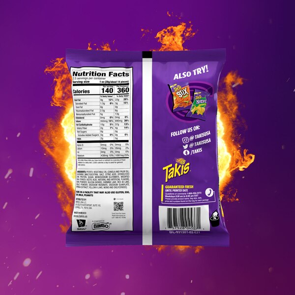 Takis Fuego Waves Hot Chili Pepper & Lime Flavored Spicy Wavy Potato Chips