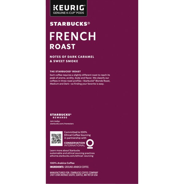 Starbucks K-Cup Pods, French Roast Coffee, 32 ct, 13.5 oz