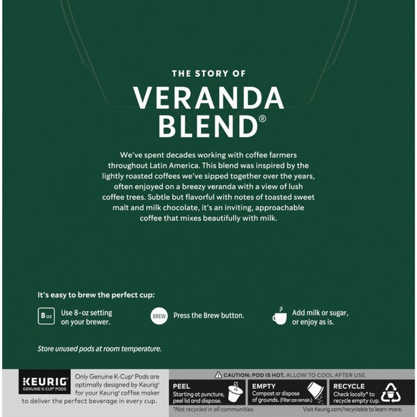 Starbucks Blonde Roast Veranda Blend Coffee K-Cup Pods, 32 ct