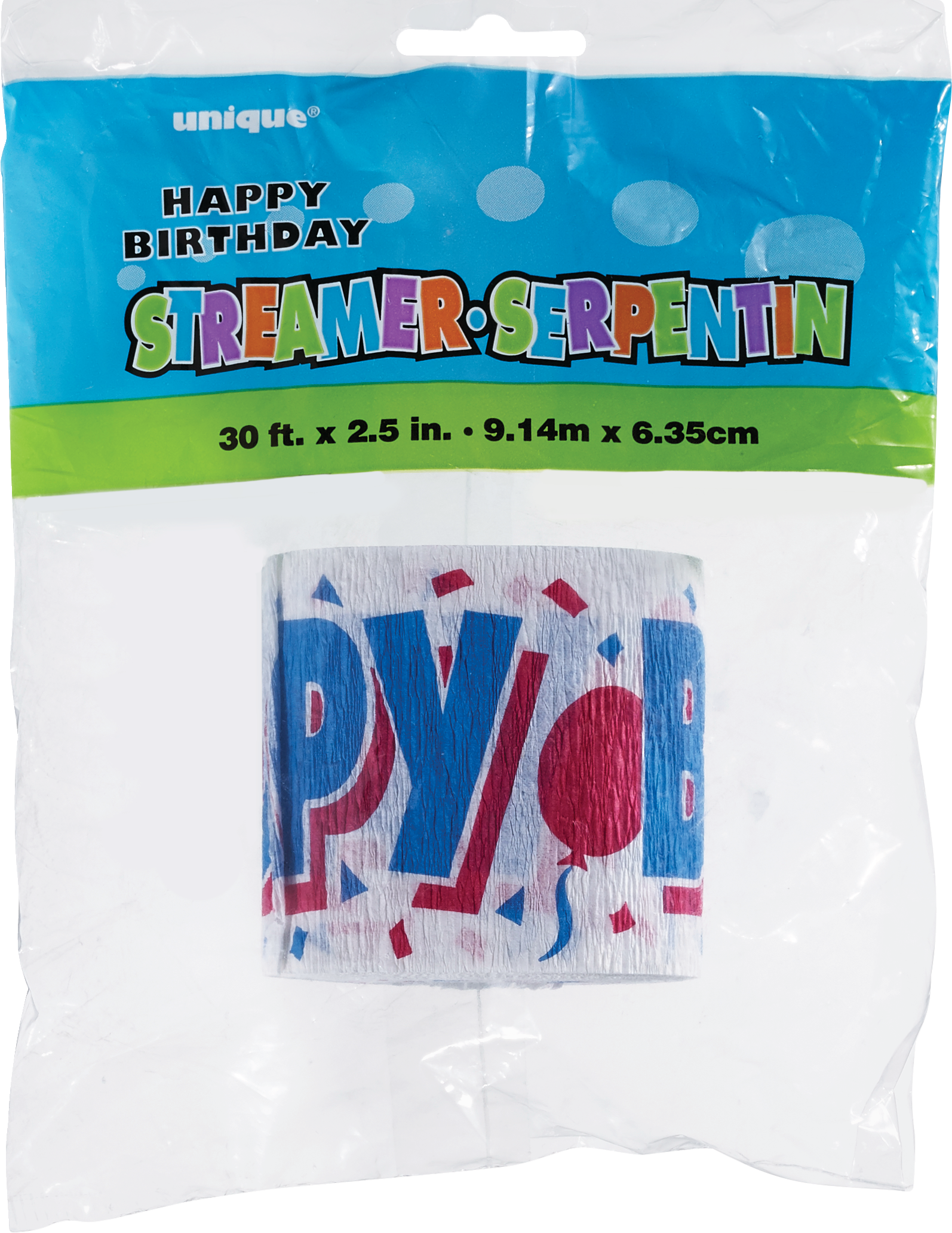 Omni Crepe Happy Birthday Streamer, 30 ft. image.