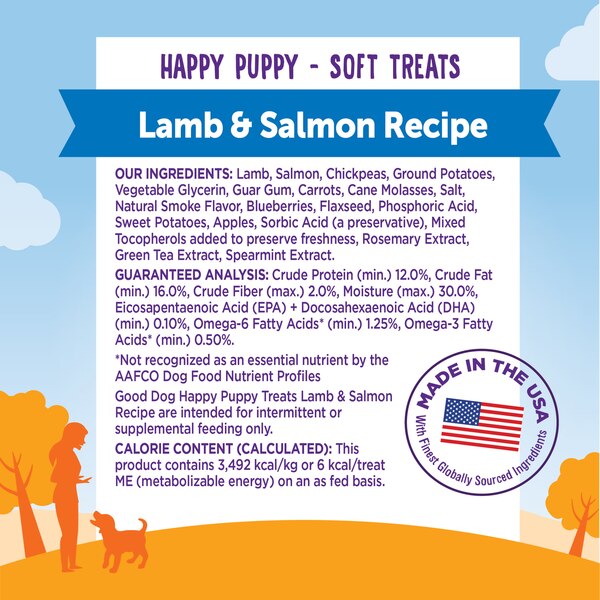 Good Dog by Wellness Happy Puppy Treats Lamb & Salmon Recipe, 3oz Bag