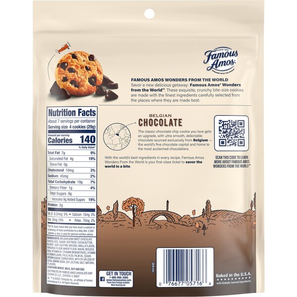 Famous Amos Belgian Chocolate Chip Bite Size Cookies, 7 oz