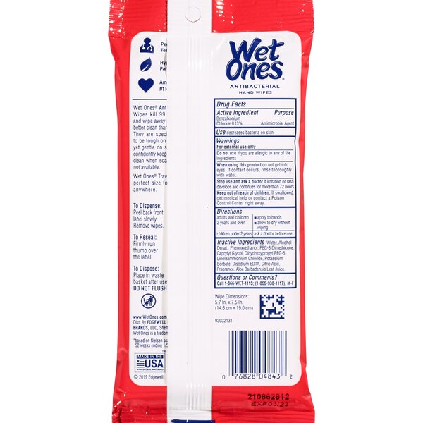 Wet Ones Hands & Face Antibacterial Wipes, Travel Pack, Fresh Scent