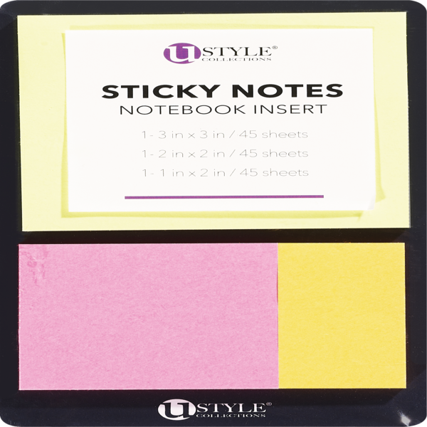 U Style Collections Sticky Notes Notebook Insert, 3 Pack