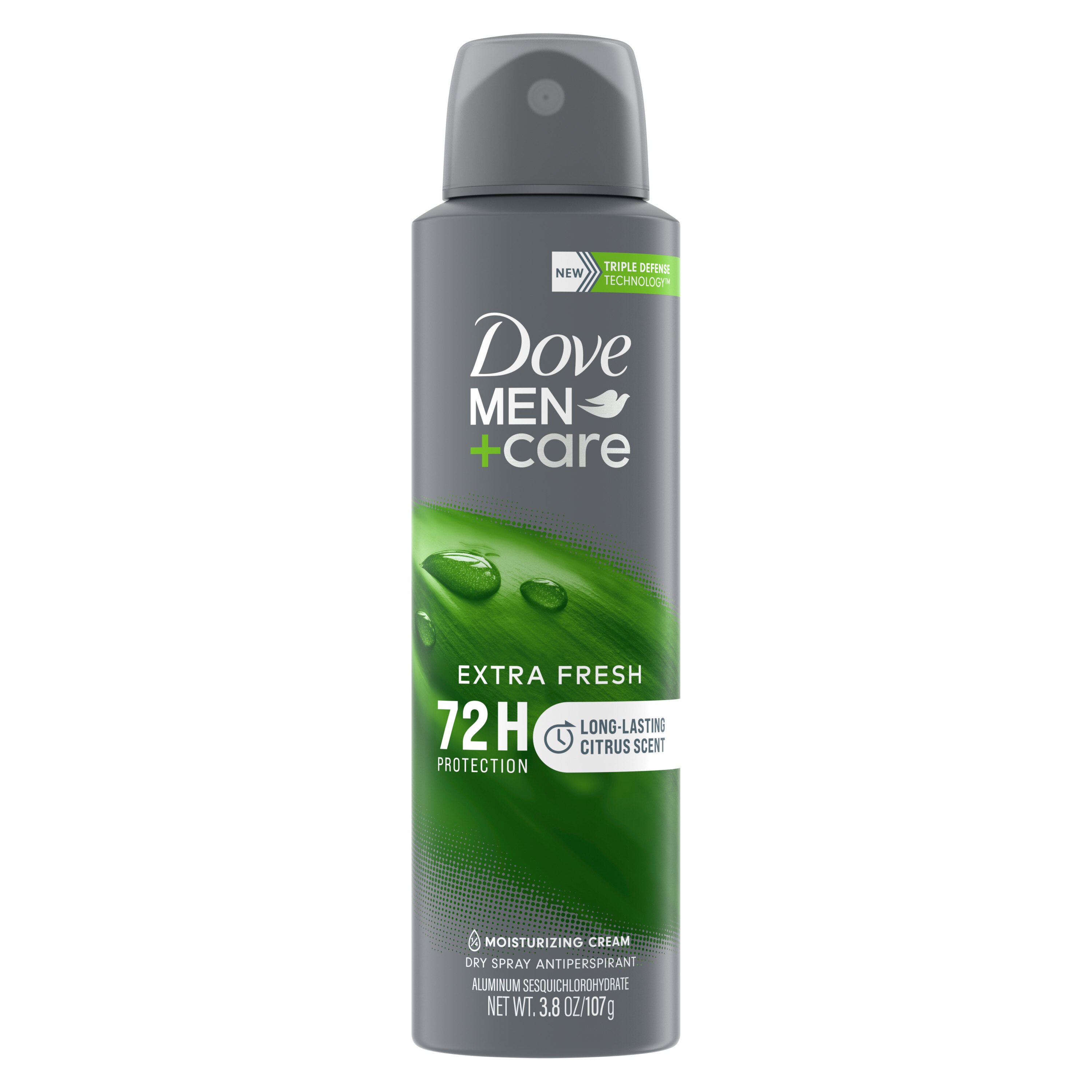 Dove Men+Care 72-Hour Moisturizing Cream Antiperspirant Dry Spray, Extra Fresh, 3.8 OZ