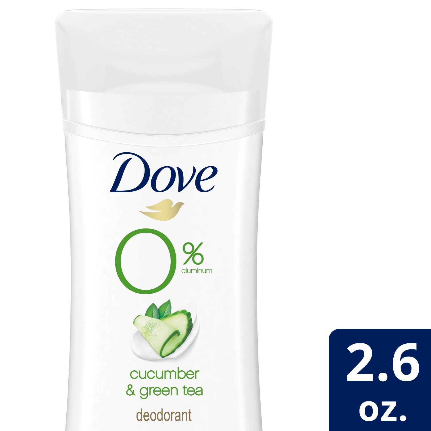 Dove 0% Aluminum Cucumber & Green Tea Deodorant, 2.6 oz image.