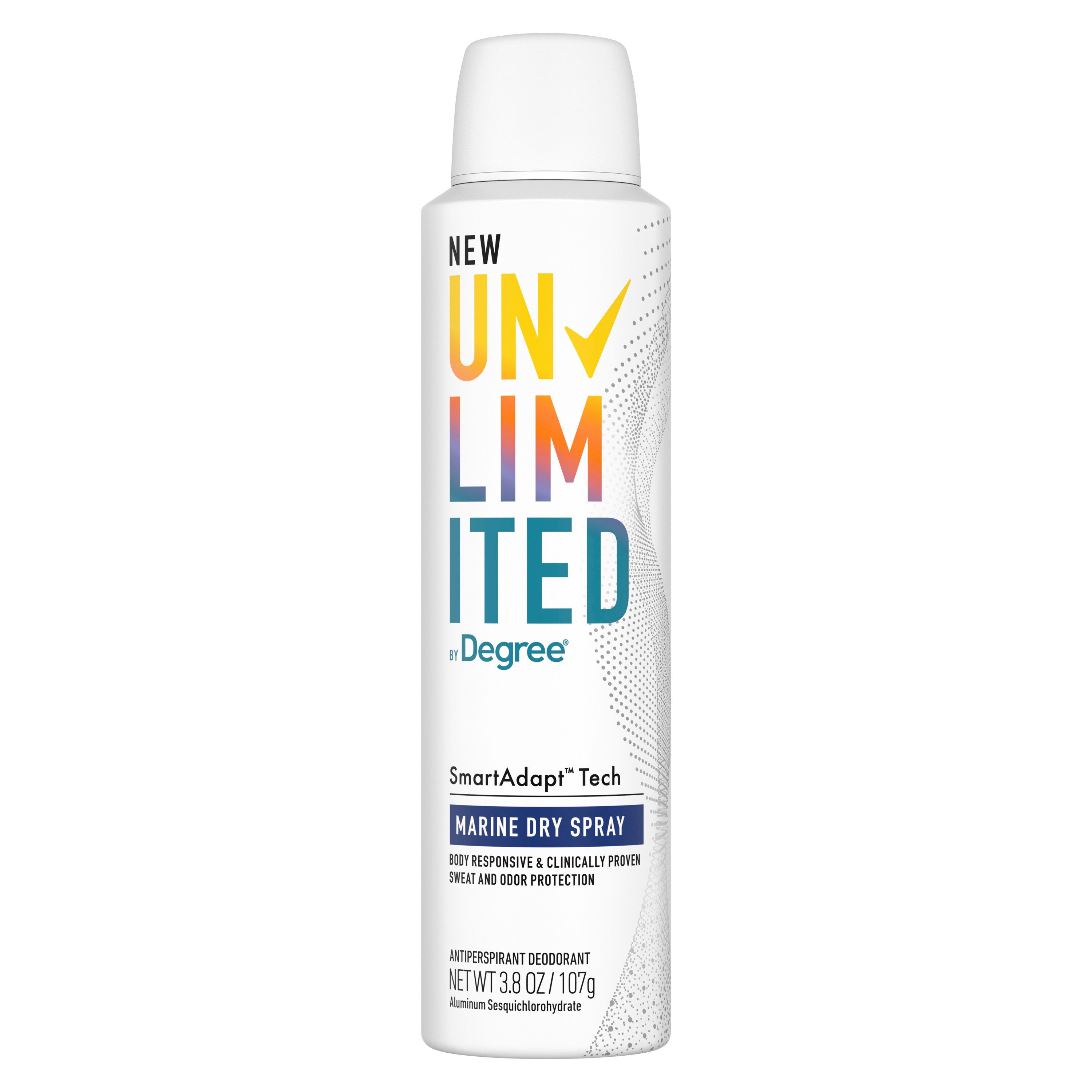 Degree Unlimited Antiperspirant & Deodorant Dry Spray, Marine image.