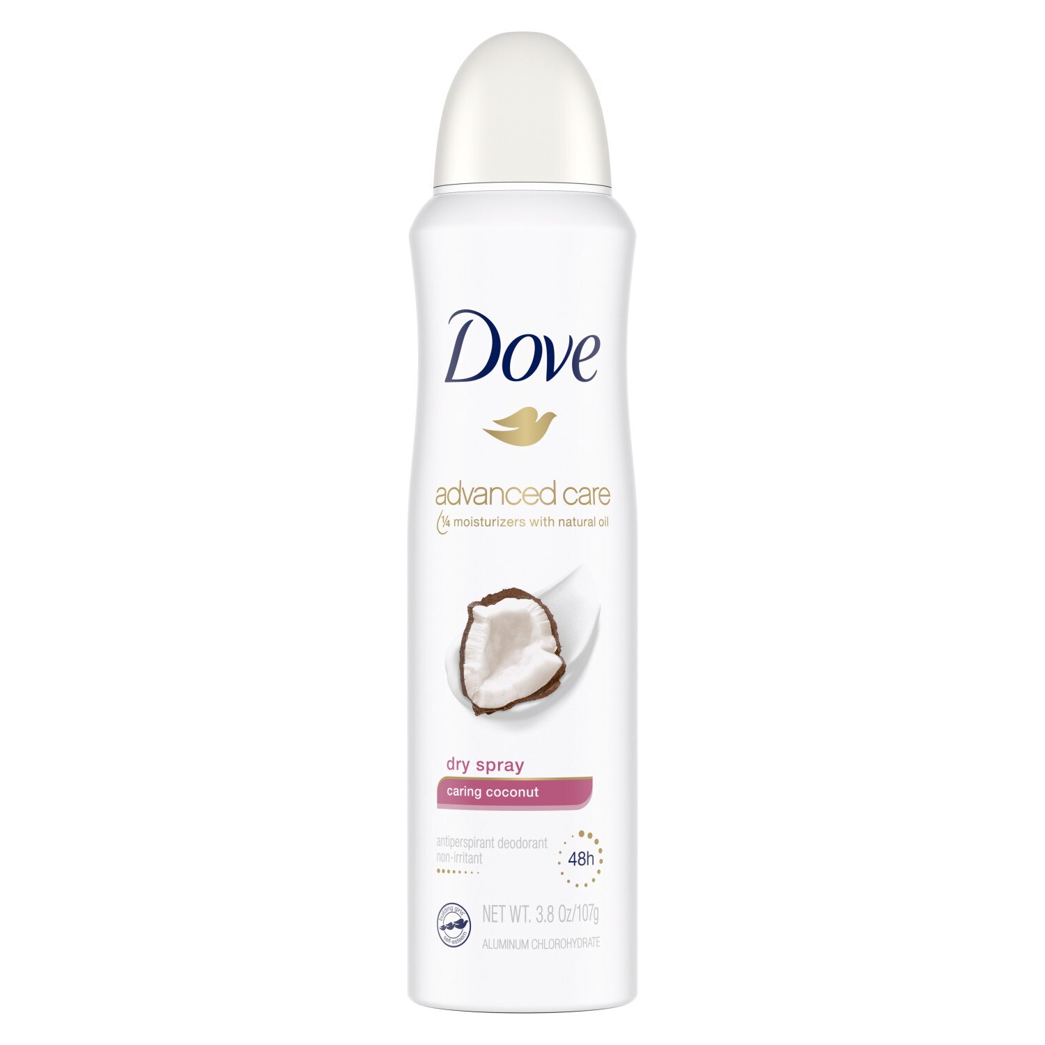 Dove Advanced Care 48-Hour Antiperspirant & Deodorant Dry Spray, Caring Coconut image.