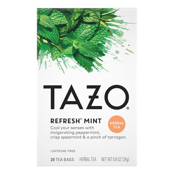 Tazo Herbal Caffeine-Free Refresh Mint Tea Bags For a Refreshing Beverage, 20 ct