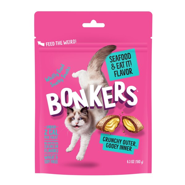 BONKERS Crunchy and Soft Cat Treats, Seafood & Eat It! Flavor, 6.3oz