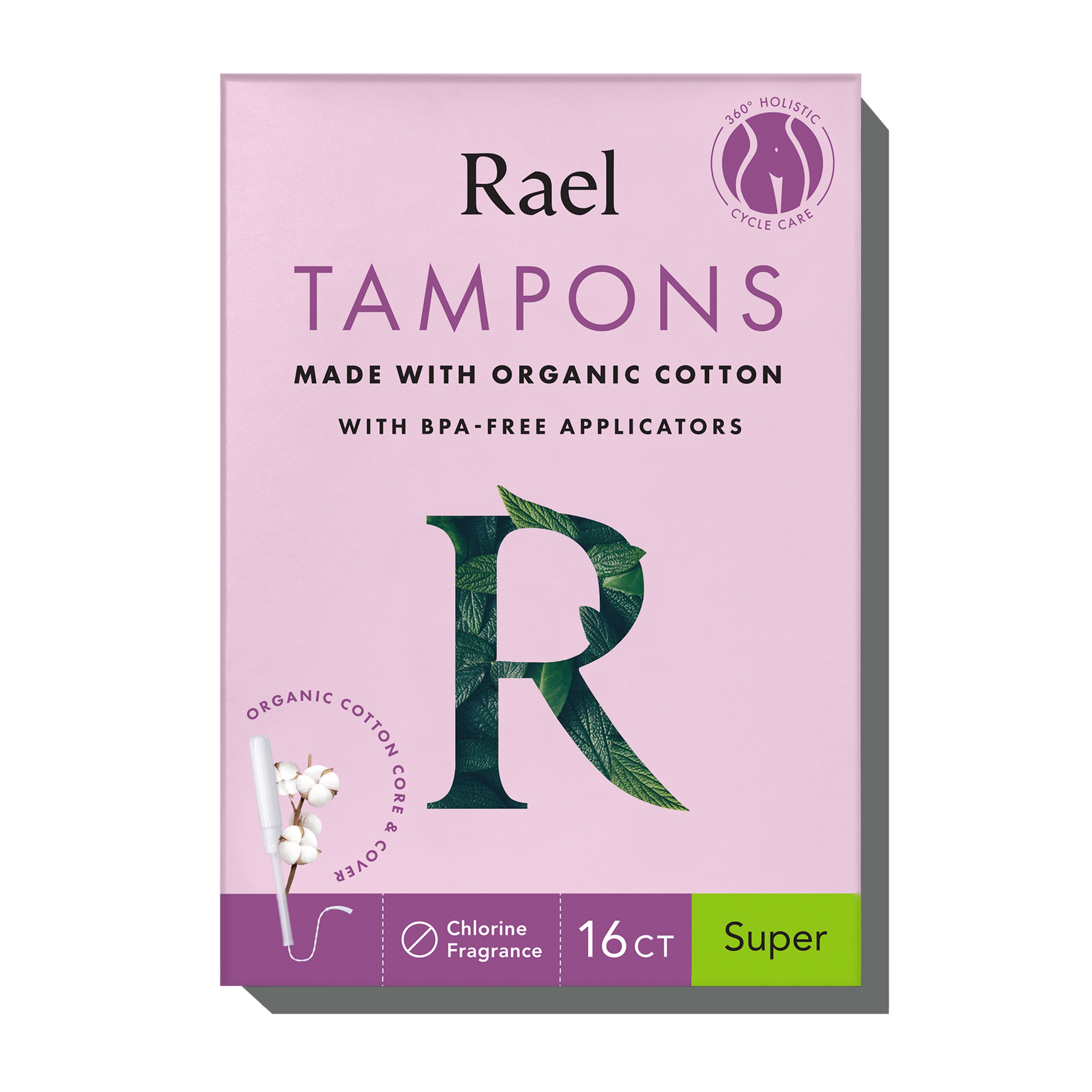 Rael Organic Cotton Tampons with BPA-Free Applicators image.