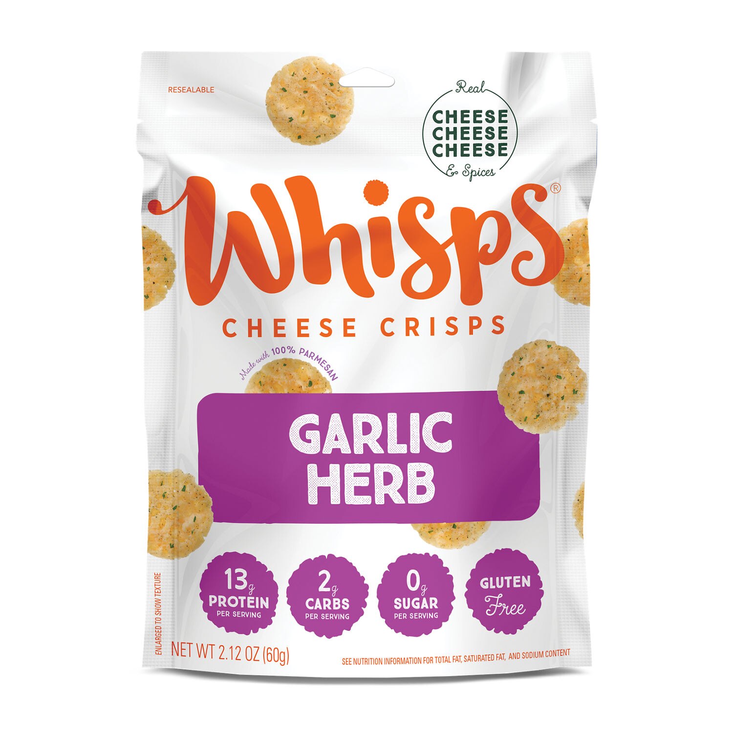 Whisps Garlic Herb Cheese Crisps, 2.12 oz image.
