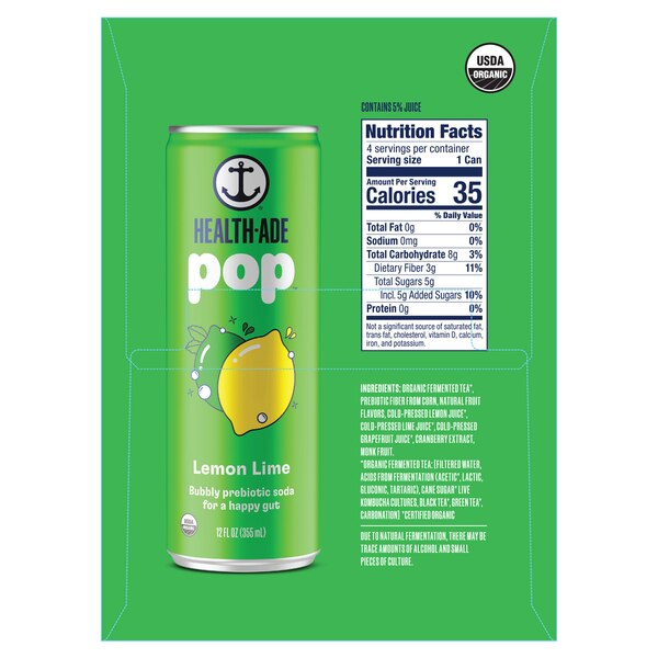 Health-Ade Pop Lemon Lime, 4 Pack