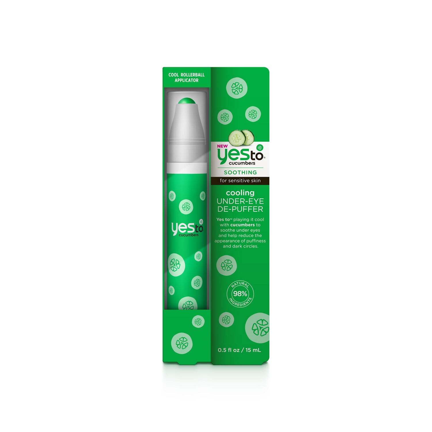 Yes To Cucumbers Cooling Under-Eye De-Puffer, 0.5 OZ image.